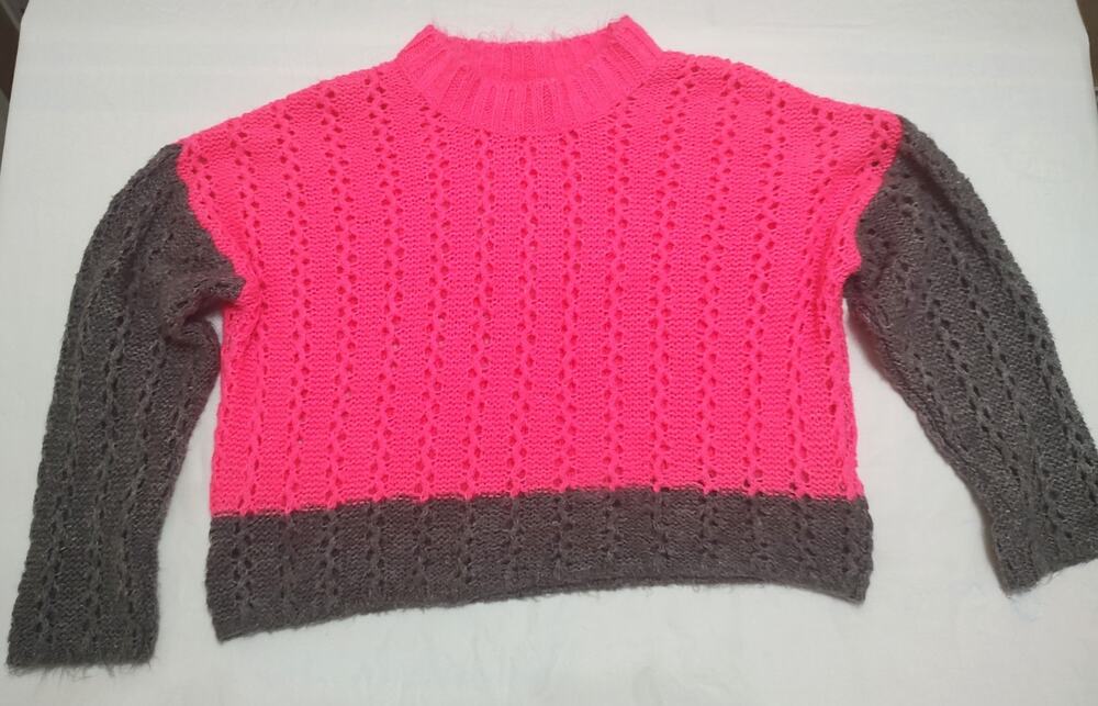 Woman's Brilliant Pink and Grey Sweater - Mi Ami for Francesca's, size M
